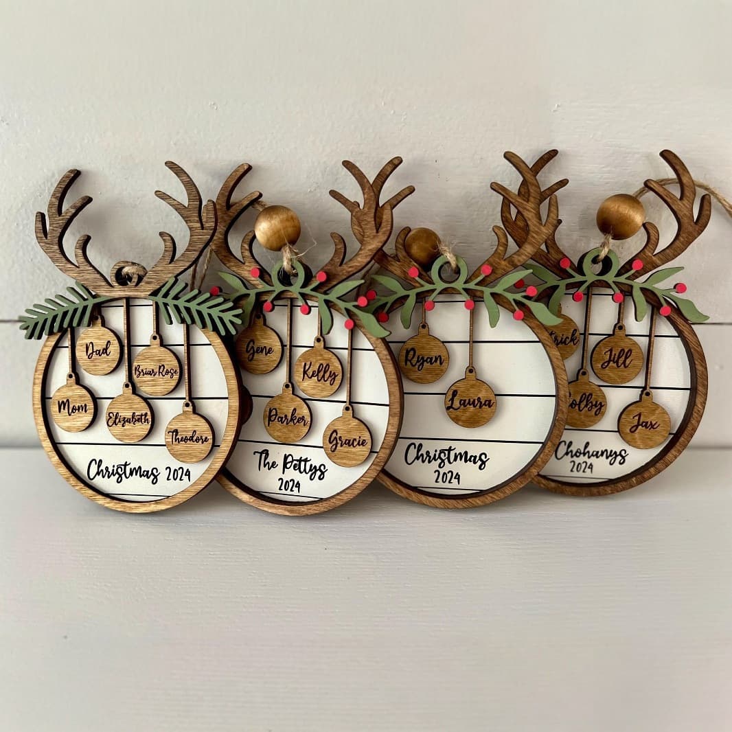 Cross-border Hot-selling Christmas Wooden Hanging Ornament with Multiple Names, DIY Creative Reindeer Bow Christmas Tree Decor