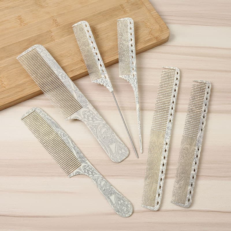 Cross-border Same Style Comb Set, Scale Comb, Hairdressing Comb, Barber Comb, European and American Retro Pointed Tail Comb, Wholesale Stock