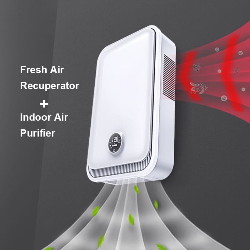 Household wall-mounted fresh air hot and cold two-way exchange air purifier to remove formaldehyde bacteria, pet hair and odor removal purifier