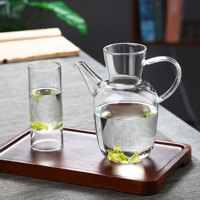 Borosilicate Glass Bamboo Joint Cup Water Classic Imitation Song Hand-Held Teacup Wine Glass Teapot Wine Pot Glass Cold Brew Pot