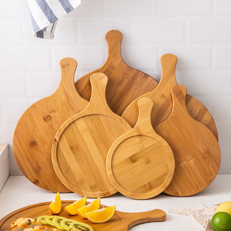 Bamboo Wood Pizza Board Baking Bread Dessert Steak Plate Serving Tray Chinese Style Home Decoration Kitchen Tools