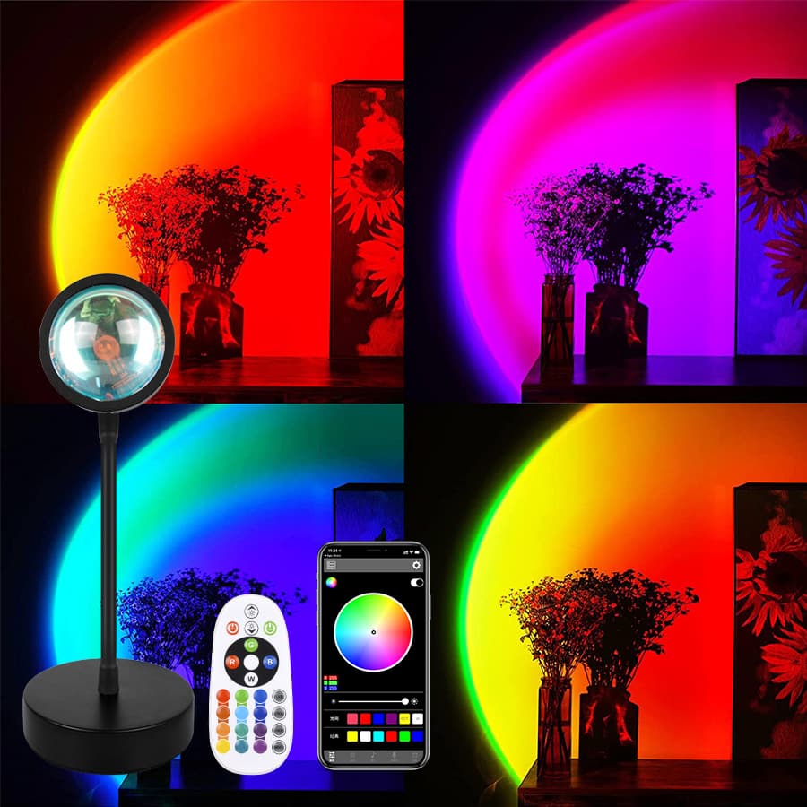 Smart APP Control Sunset Lamp RGB Remote Color Changing Living Room Bedroom Atmosphere Light 7-Color Sunset Lamp