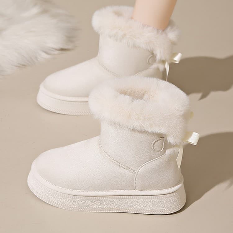 2026 Winter New Thick Sole Snow Boots for Women, Plus Size, Mid-Tube, Fleece-Lined, Thickened, Anti-Slip, Fur and Leather Integrated Short Boots