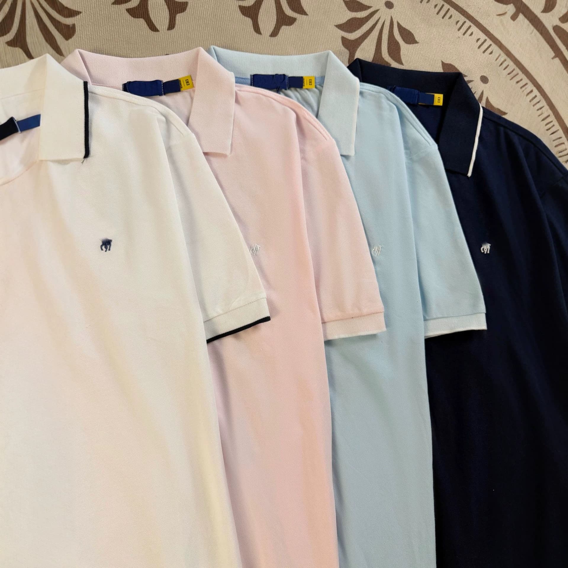 RL Raff pony logo pure cotton threaded lapel color piqué shrink short-sleeved embroidered T-shirt POLO shirt top for men