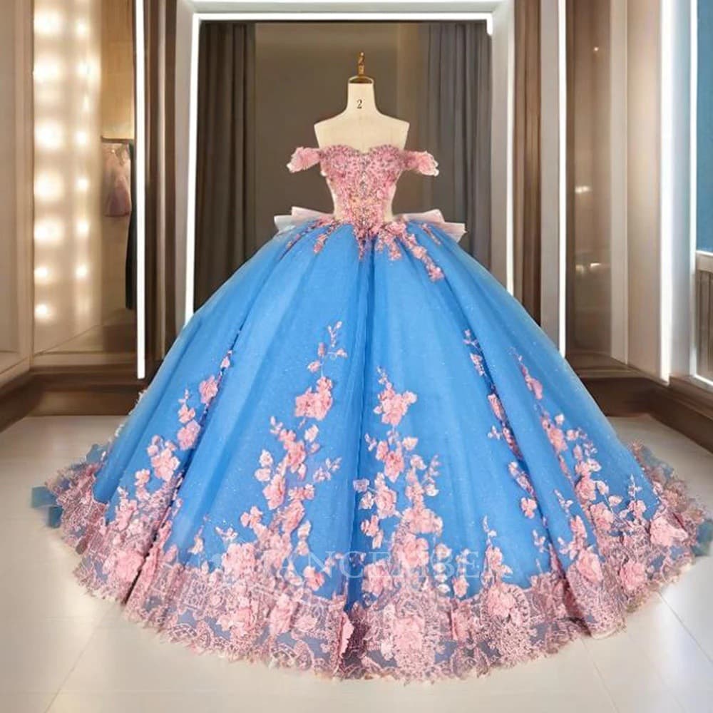 European and American cross-border one-shoulder large-puff evening dress three-dimensional flower stage solo performance test studio catwalk princess dress