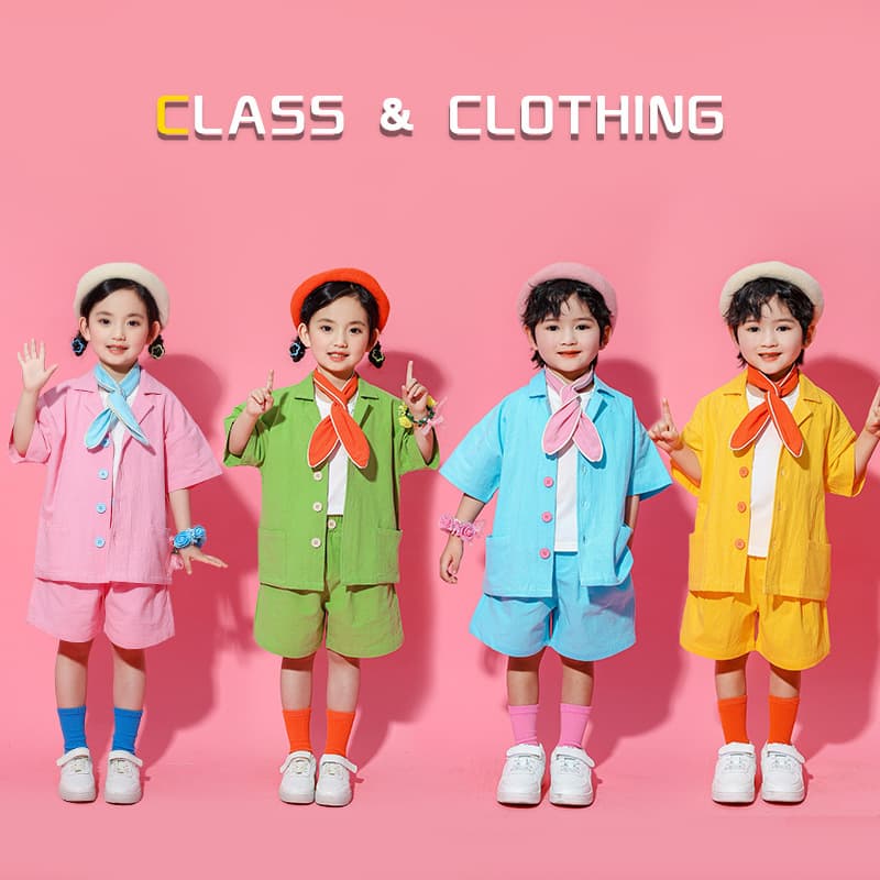 Kids' June 1st Performance Outfits, Kindergarten Graduation Photo Class Clothes, Primary School Students Chorus Games Cheerleading Costumes