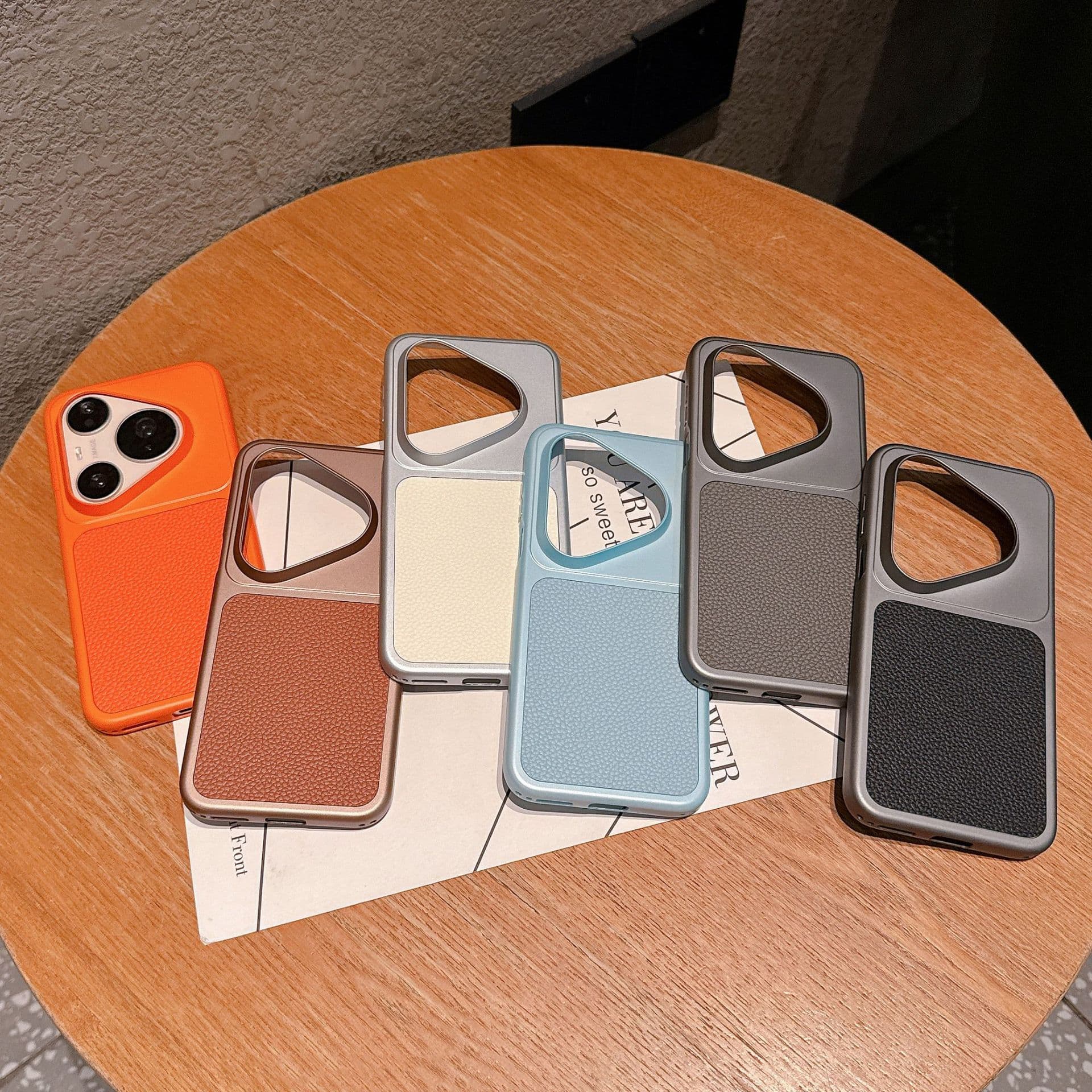 Suitable for Huawei mate80pro mobile phone case metal paint p90pm skin feel large pores high-end feel mate60 litchi pattern