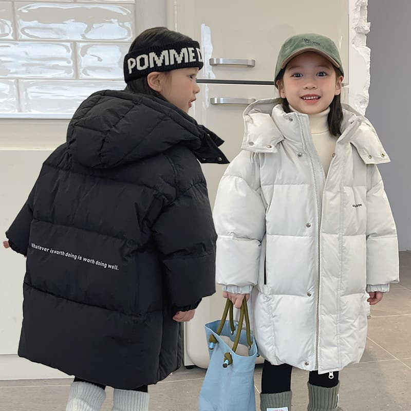 Yoqi Winter New Korean Style Unisex Kids' Thickened Warm Children's Coat, Fashionable Long Children's Down Jacket