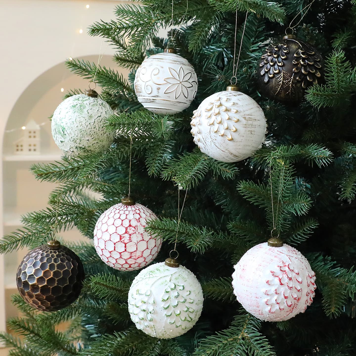 Amazon's new retro Christmas ball set pendant Christmas scene layout Christmas tree decoration ball wholesale