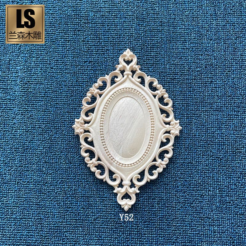 Dongyang Wood Carving Solid Wood Applique Orchid Pattern Oval Patch Rose Round Decorative Furniture Cabinet Door Center Decoration