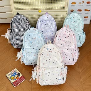Backpack for Girls, Middle and High School Students, Star Print Korean Style Ins Backpack, Forest-Inspired College Backpack