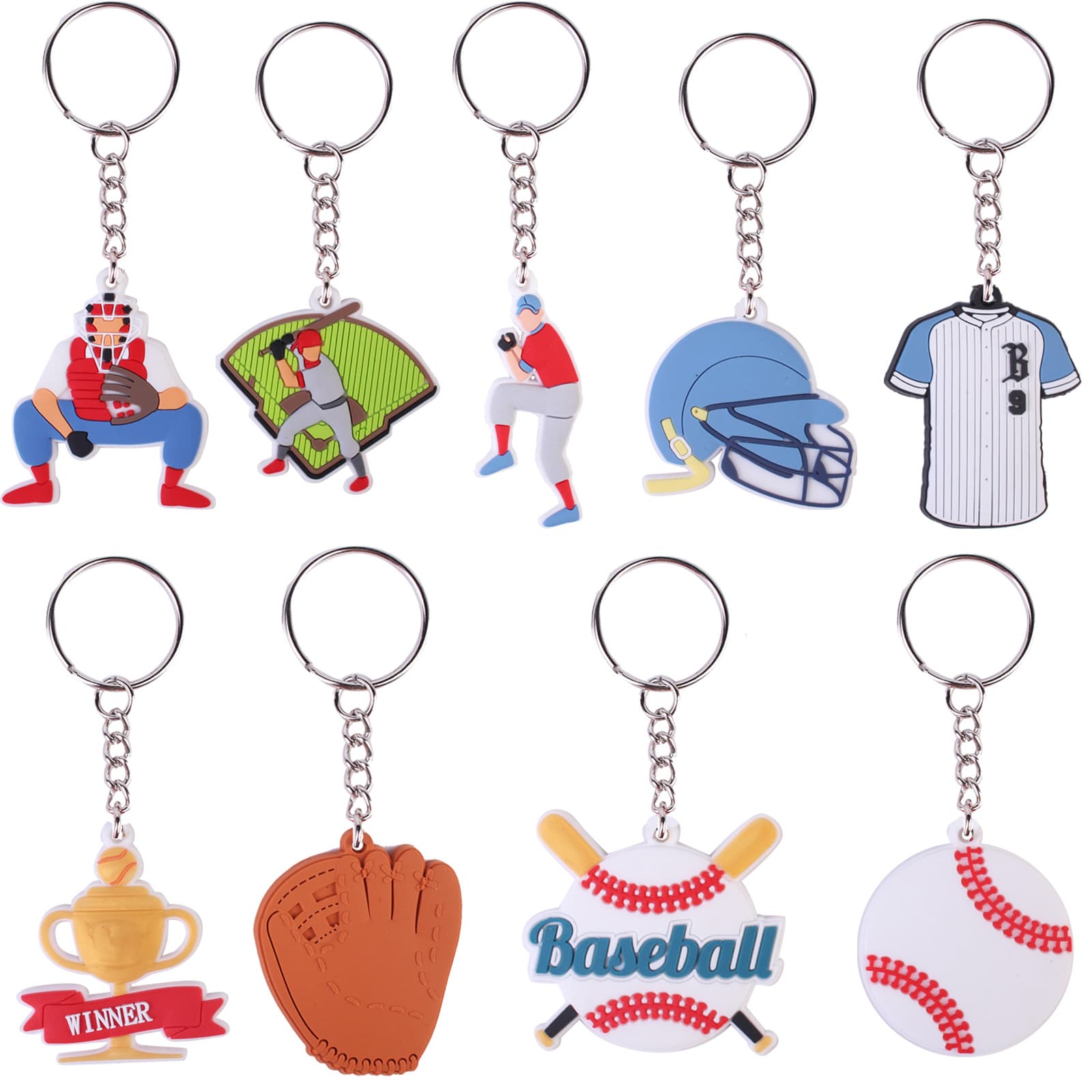 PVC Baseball Keychain Decoration Pendant Wholesale Baseball Ornament Backpack Clip Keychain