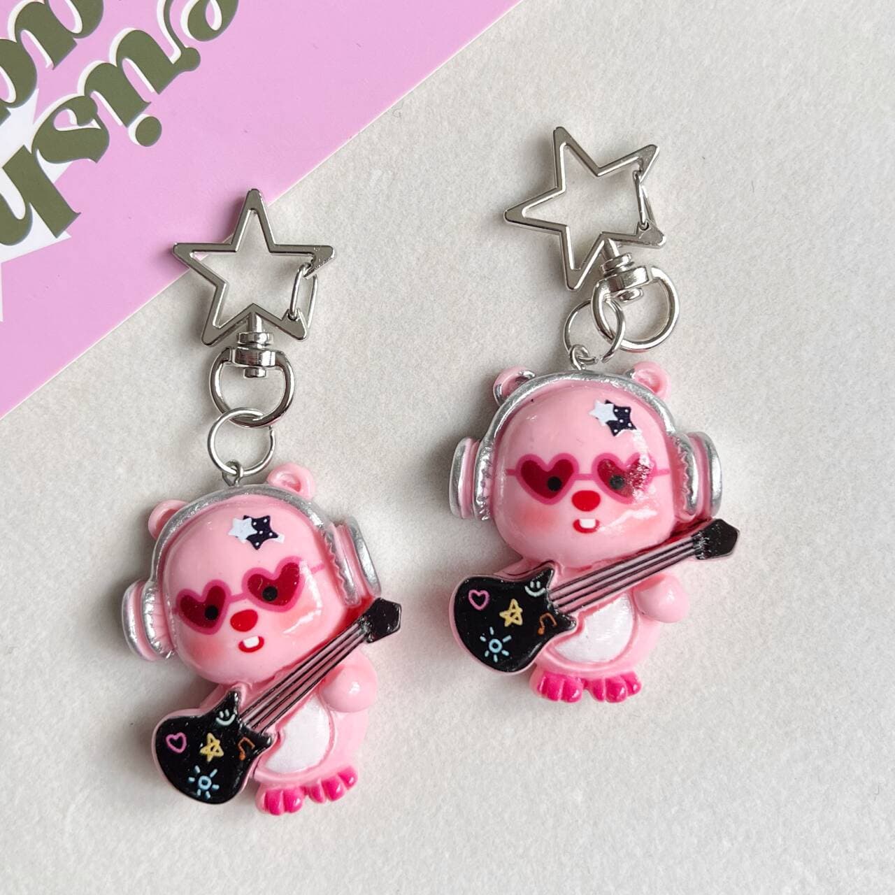 Cute Cartoon Punk Rock Star Keychain Backpack Pendant Best Friend Gift Resin Material Lovely Accessory for Students