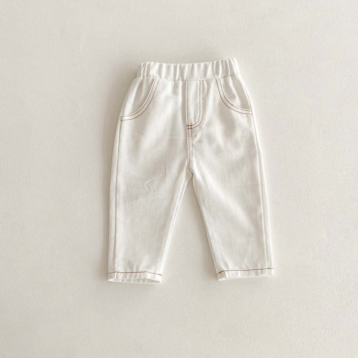 Kids Solid Color Jeans Baby 0-5 Years Korean Style Soft Long Pants Newborn Boys Simple Autumn Casual Pants