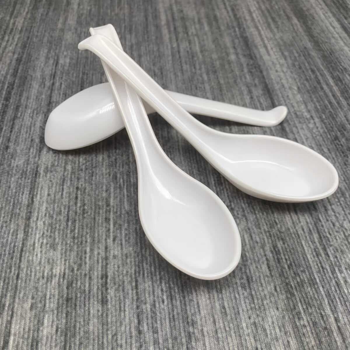 ✅White, thickened, drop-resistant melamine imitation porcelain soup spoon, food-grade plastic spoon for restaurants and catering.