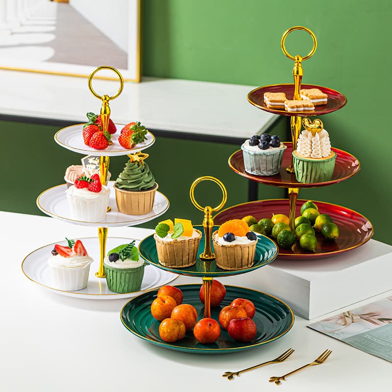 Elegant European Style Three-Layer Plastic Fruit Dish Wedding Cake Stand Dessert Tray Luxury Cake Holder Home Decor Accessories