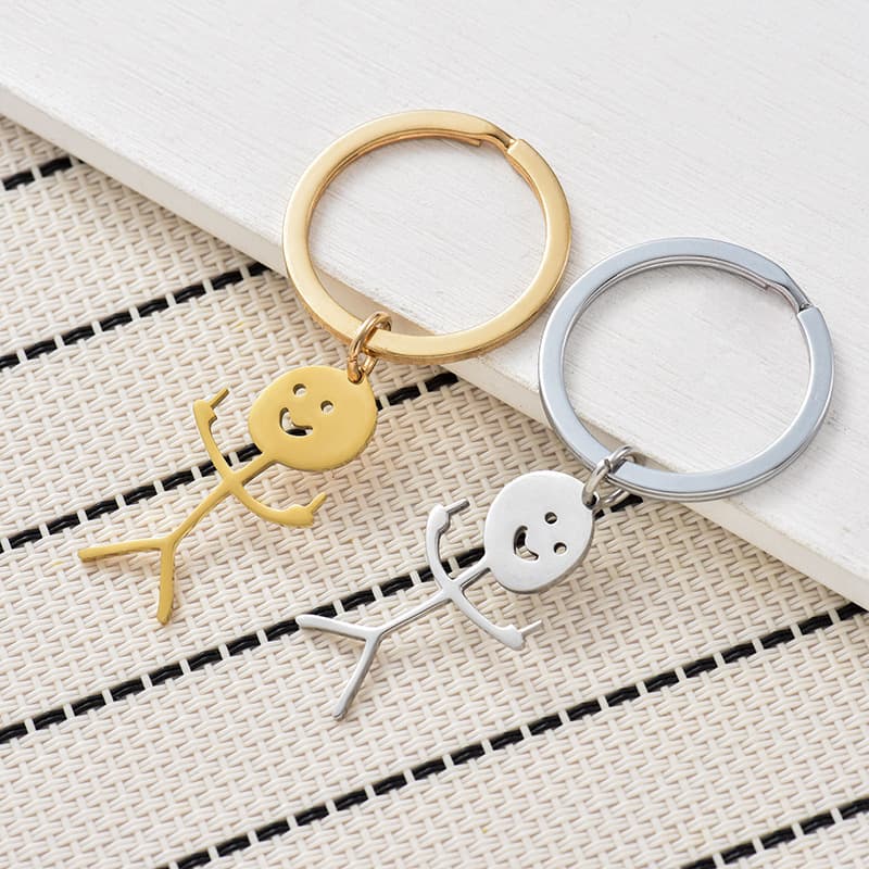 Amazon New Hot Selling Funny Doodle Necklace Graffiti Character Stainless Steel Keychain