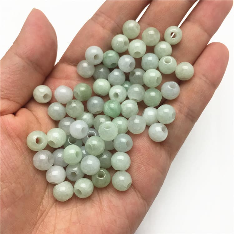 Myanmar Feicui Beads Grade A Large Hole Round Beads for Braided Jewelry Pendant Small Accessories Factory Wholesale