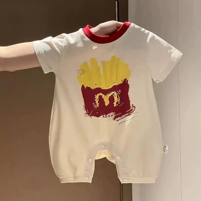 2026 Summer New Baby Cartoon Romper Suit Newborn Short Sleeve Jumpsuit Summer Clothes Baby Cute Harness Outing