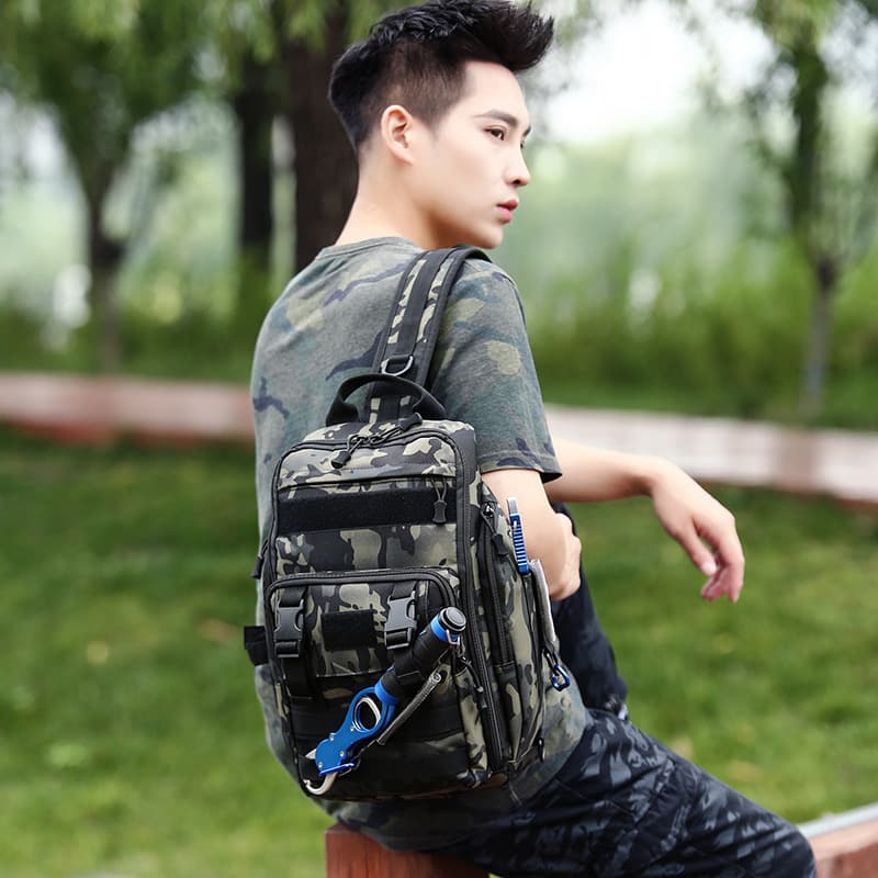 Cross-border single and double shoulder dual-use lure bag, three-shoulder strap design, double shoulder fishing bag, single shoulder cross-body fishing gear bag, travel bag