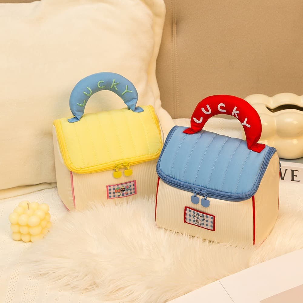 Women's Large Capacity Makeup Bag House Shape New Travel Toiletry Cross-border Portable Cute Storage Handheld Dopamine Color Block