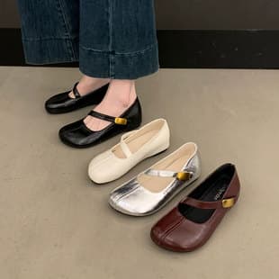 Very Nice Height Increasing Silver Flat Shoes for Women 2026 New Spring Summer Ballet Mary Jane Shoes with Dress Small Leather Shoes