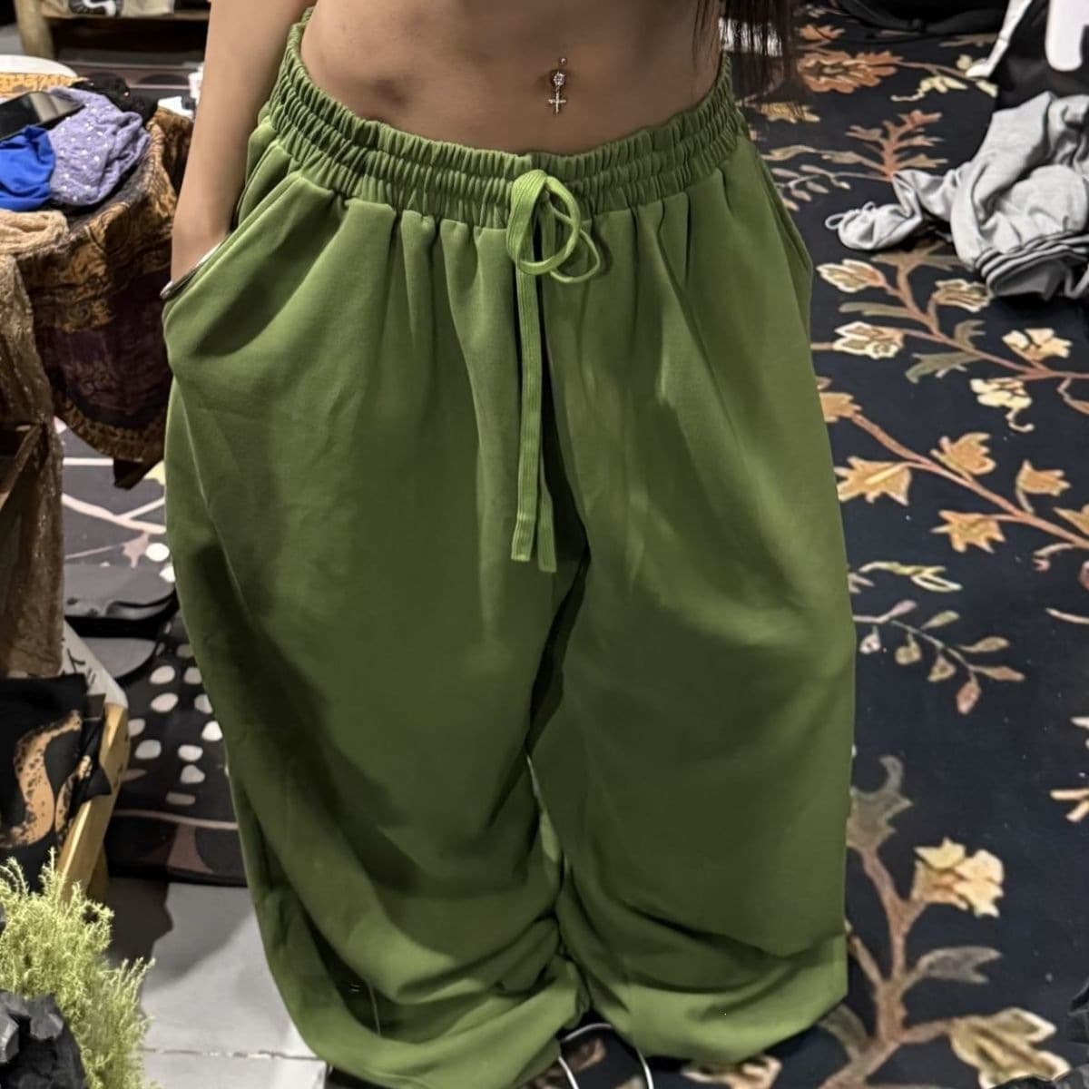 American-style Draped Yellow Ink Snake Print Loose Relaxed Floor-Length Casual Pants for Streetwear, Sports, Jazz Dance