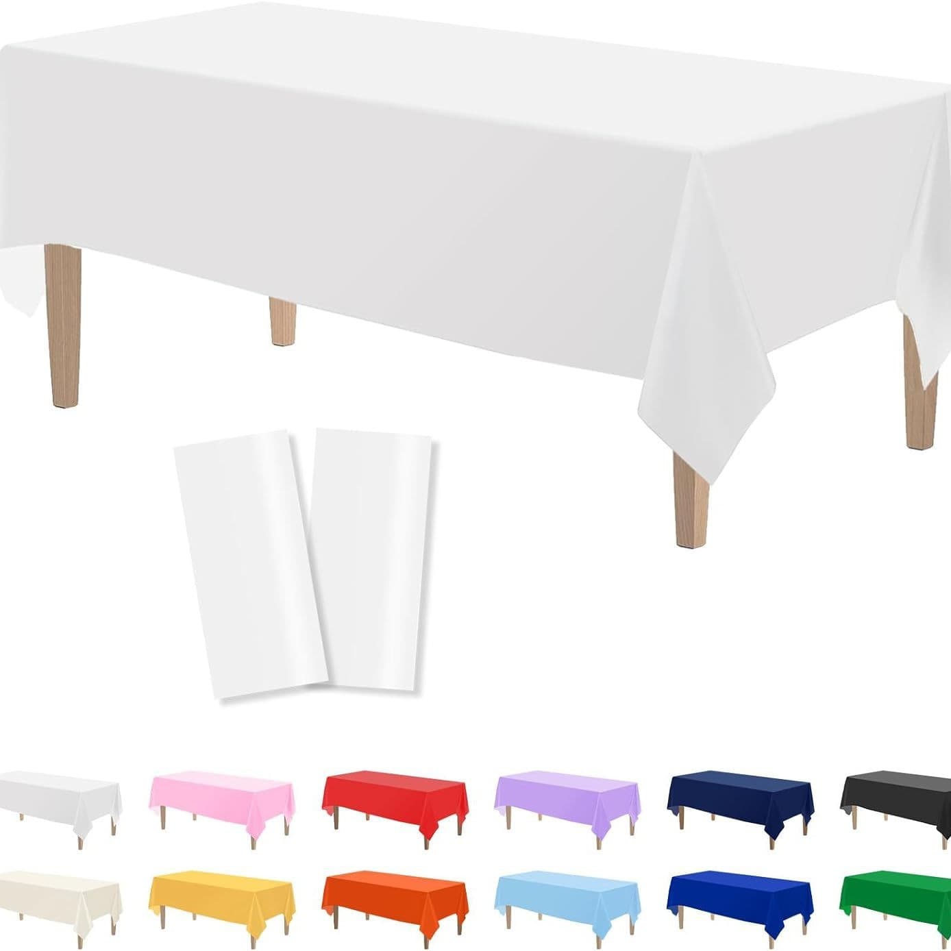 In stock PE white tablecloth, eco-friendly plastic material, disposable table cover for holiday party decoration, factory wholesale supply