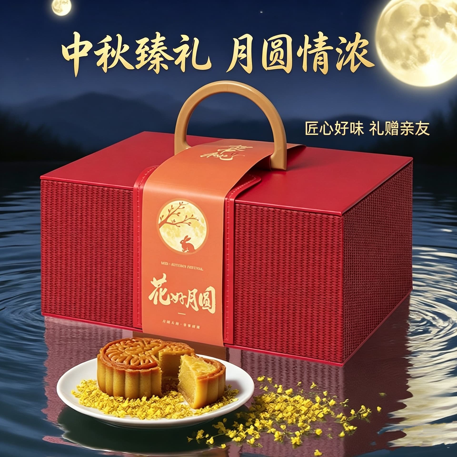 Mid-Autumn Festival Gift Mooncake Gift Box Leather Handbag High-end Souvenir Hotel Corporate Bulk Purchase Mooncake Packaging Empty Box