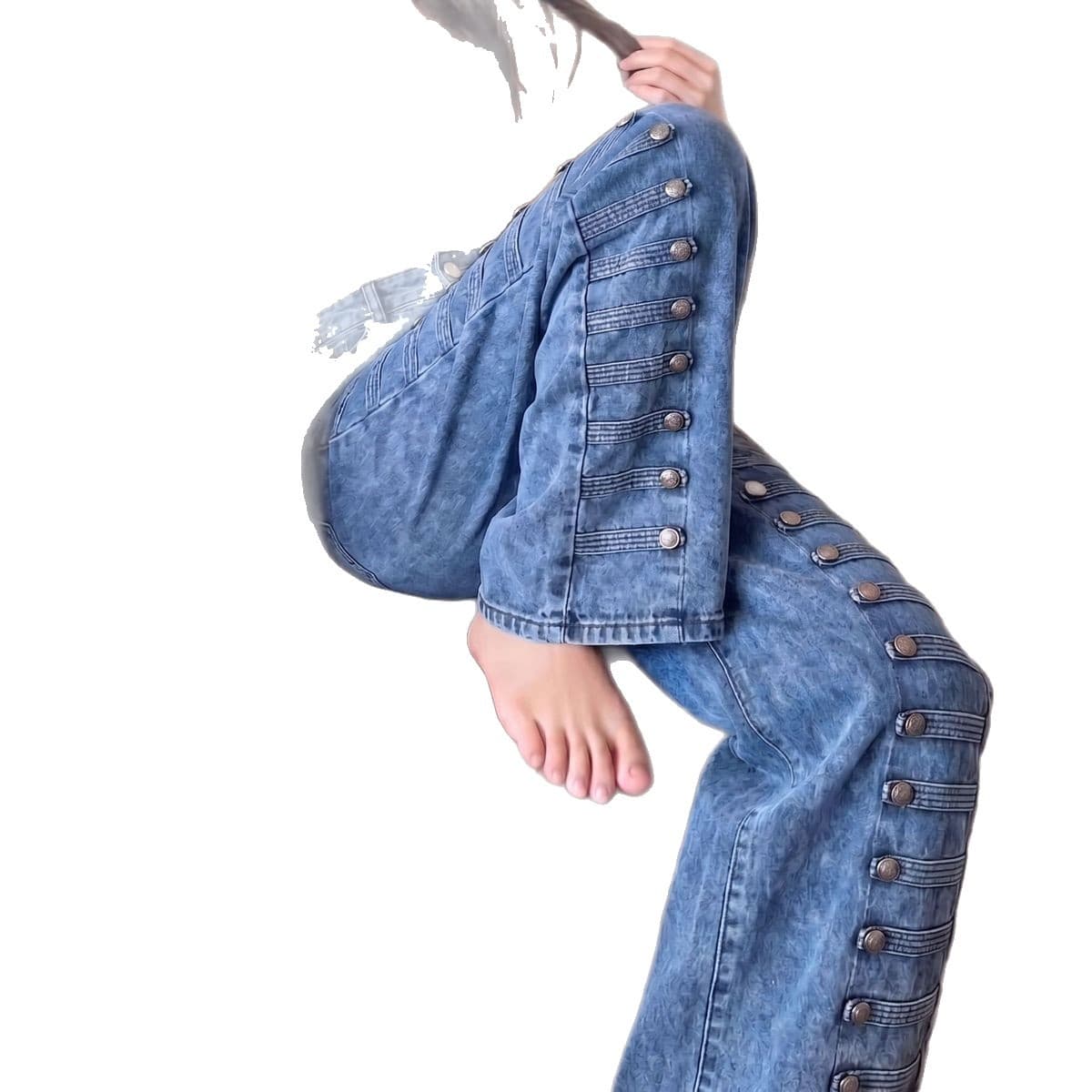 Lazy Style Pink Jeans Fashion Piece Loose Fit Slimming Versatile Button Design 2026 Summer New Arrival