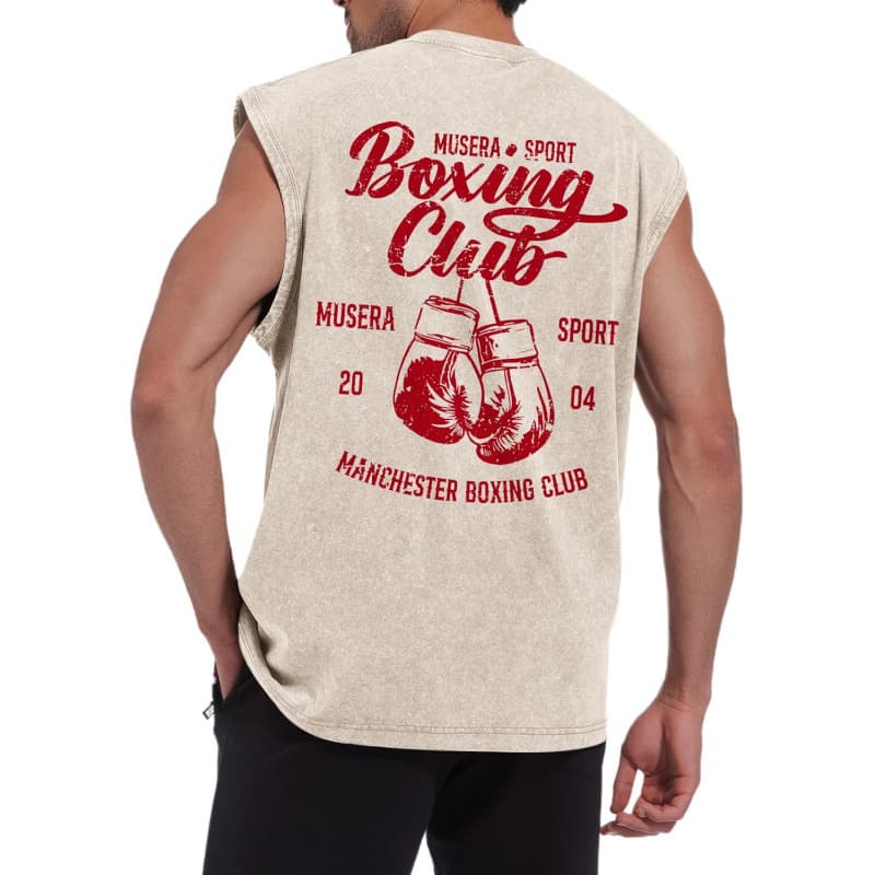 Ouma Cotton Tank Tops Men Boxing Club Graphic Tank Tops Vintage