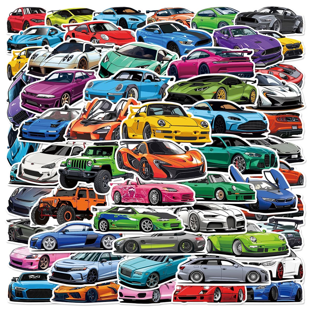 50 Cross-border Racing Car Graffiti Stickers Decorative Water Cup Scooter Luggage Waterproof Decals