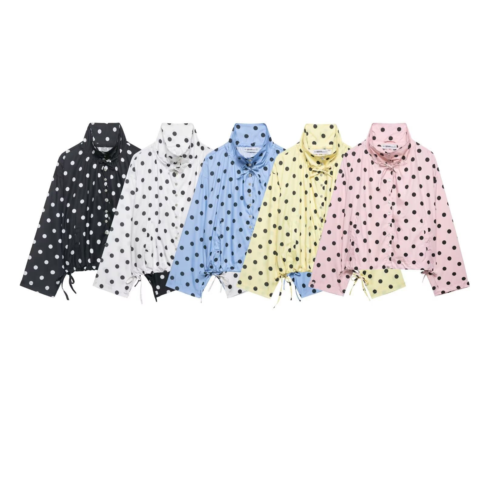 26 Styles Women's Lace-Up Polka Dot Long-Sleeve Coat for BB European and American Cross-Border Wholesale