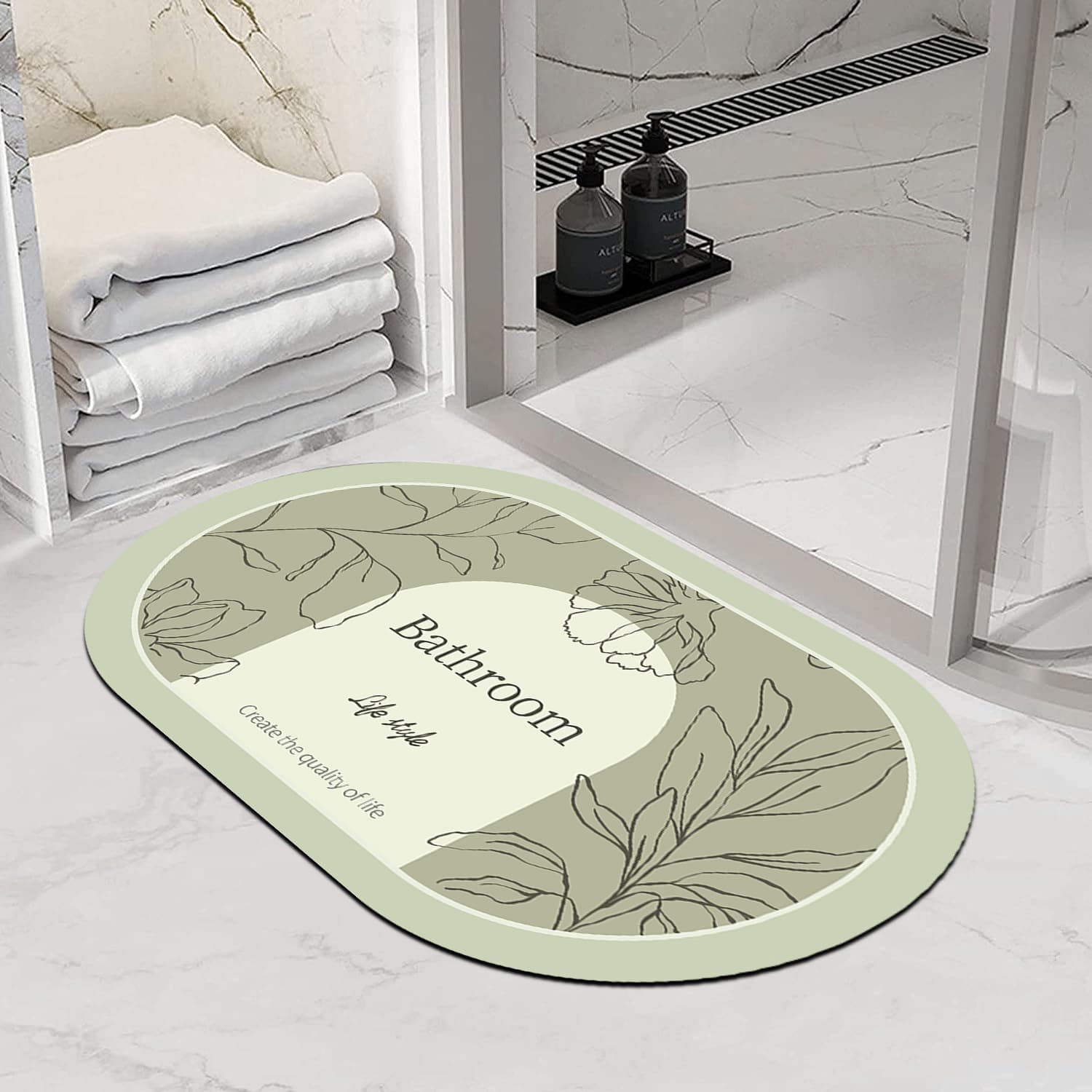 Light Luxury Bathroom Dirt-Resistant Diatomaceous Earth Floor Mat Non-Slip Shower Foot Pad Household Kitchen Absorbent Quick-Dry Door Mat