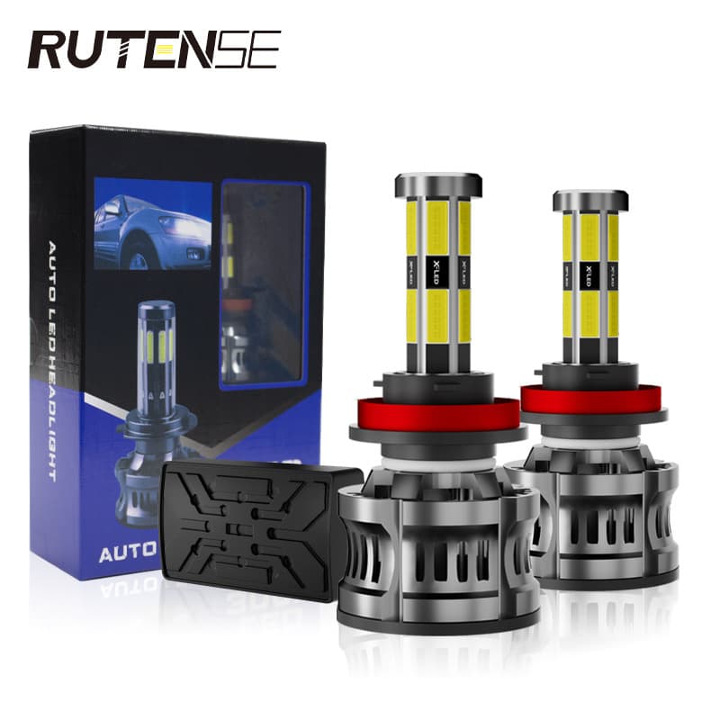 RUTENSE Cross-border Car LED Headlight 12-Side Emitting LED Car Headlight H4 H7 H11 Modified Car Bulb