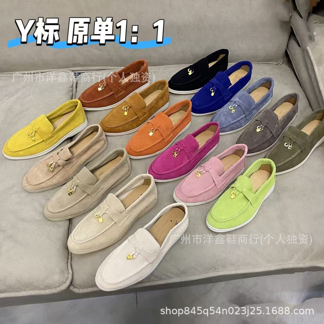 Genuine Leather LP Loafers 2026 Spring/Autumn New Suede Flat Casual Slip-On Shoes