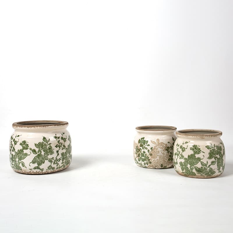 Korean-style vintage antique ceramic vase flower pot planter blue and white pot classical home decor