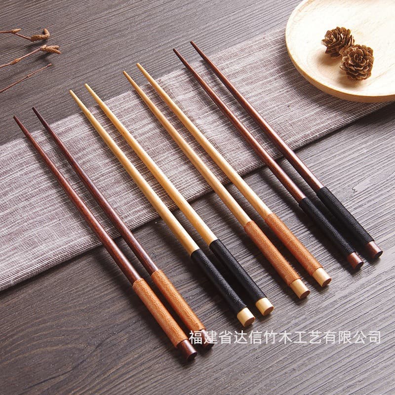 Kitchen Chopsticks Wooden Japanese Style Ironwood Restaurant Wrapped Chopsticks Solid Wood Home Use Pointed Chopsticks Engraving