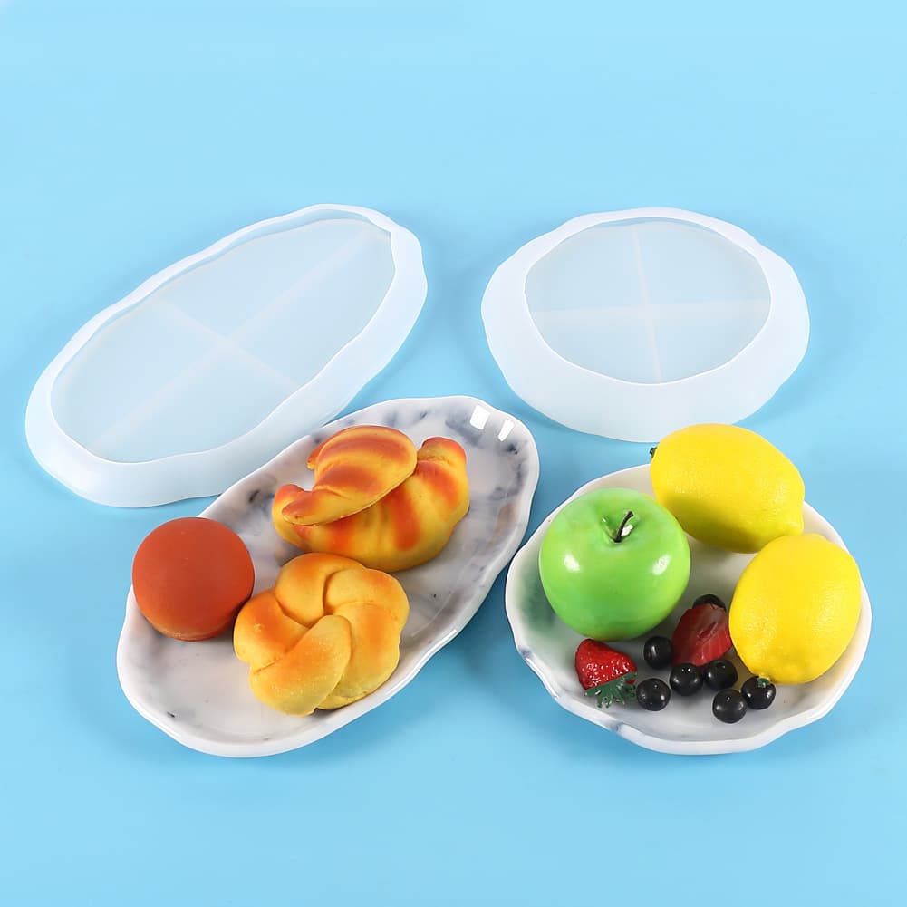 Irregular Round Oval Tray Resin Mold DIY Fruit Plate Coaster Dinner Plate Silicone Epoxy Resin Mold