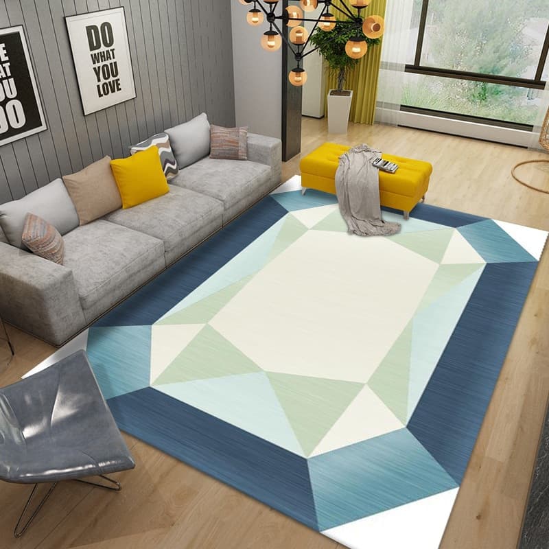 Nordic Style Large Area Living Room Carpet Tea Table Mat Polyester Fiber Machine Washable Geometric Pattern Home Decor Rug