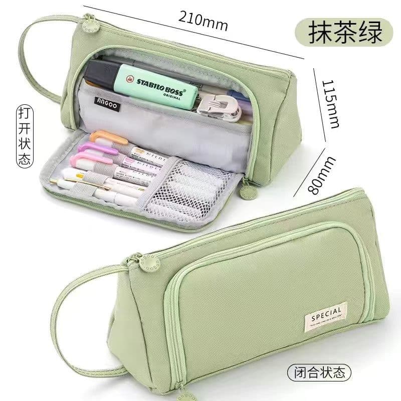Large Capacity Pencil Case Pen Bag Stationery Box Korean Simple Creative Canvas Style for Middle School Girls