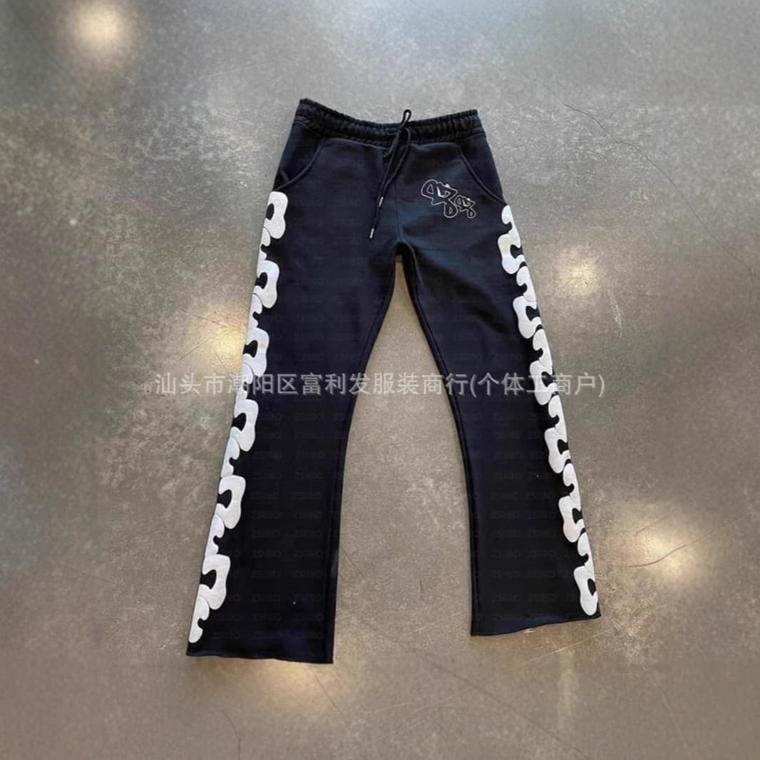 2024 Summer New American Retro Washed Personalized Print Trendy Brand Loose Casual Straight-Leg Wide-Leg Pants Unisex