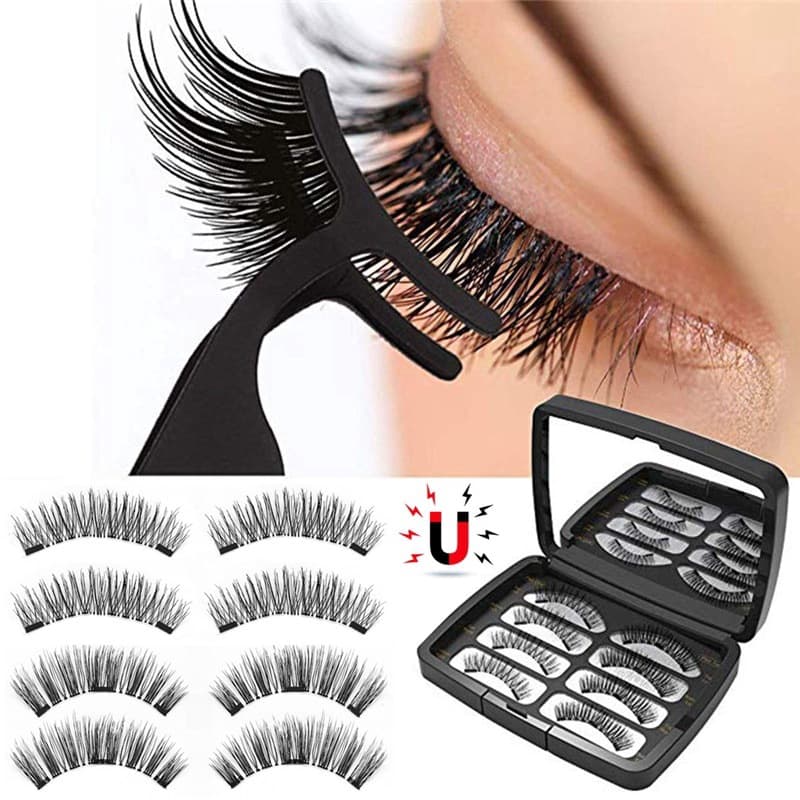 Segmented Magnetic False Eyelashes Set, Magnetic Eyelashes with Black Stems, Eyelash Extensions for Thickening and Lengthening at the Outer Corners of the Eye