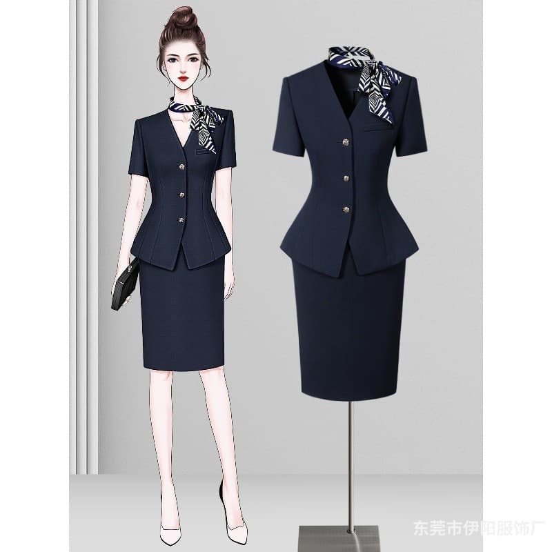 Stewardess uniform summer professional skirt high-end conference reception hotel front desk work clothes sales department water bar work clothes