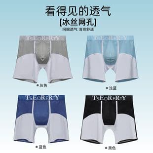 Ice Silk Mesh Men's Boxer Briefs Sports Running Extended Anti-Chafe Long Leg 5-Inch Shorts Underwear