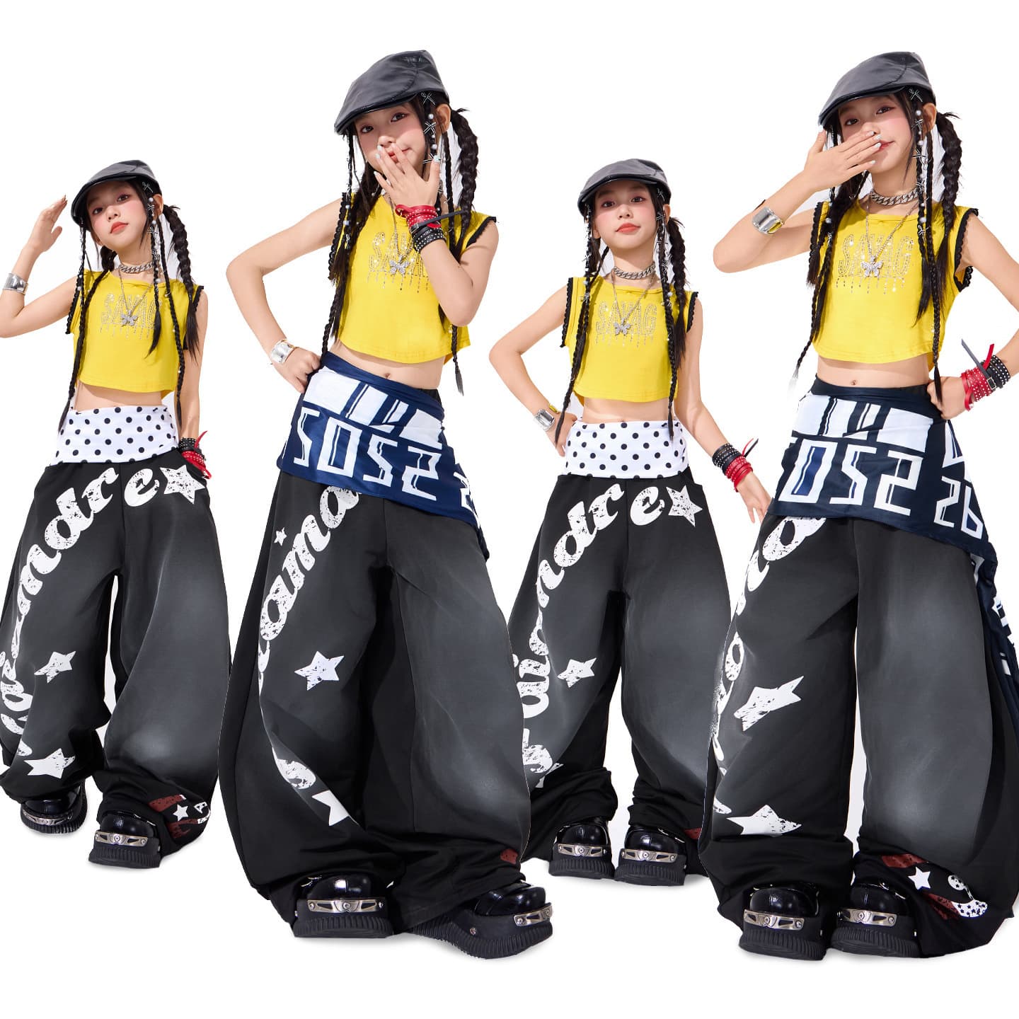 Girls Jazz Dance Outfit Top and Pants Set Kids Jazz Hip Hop Girl Group Performance Street Dance Children's Fashion Wear