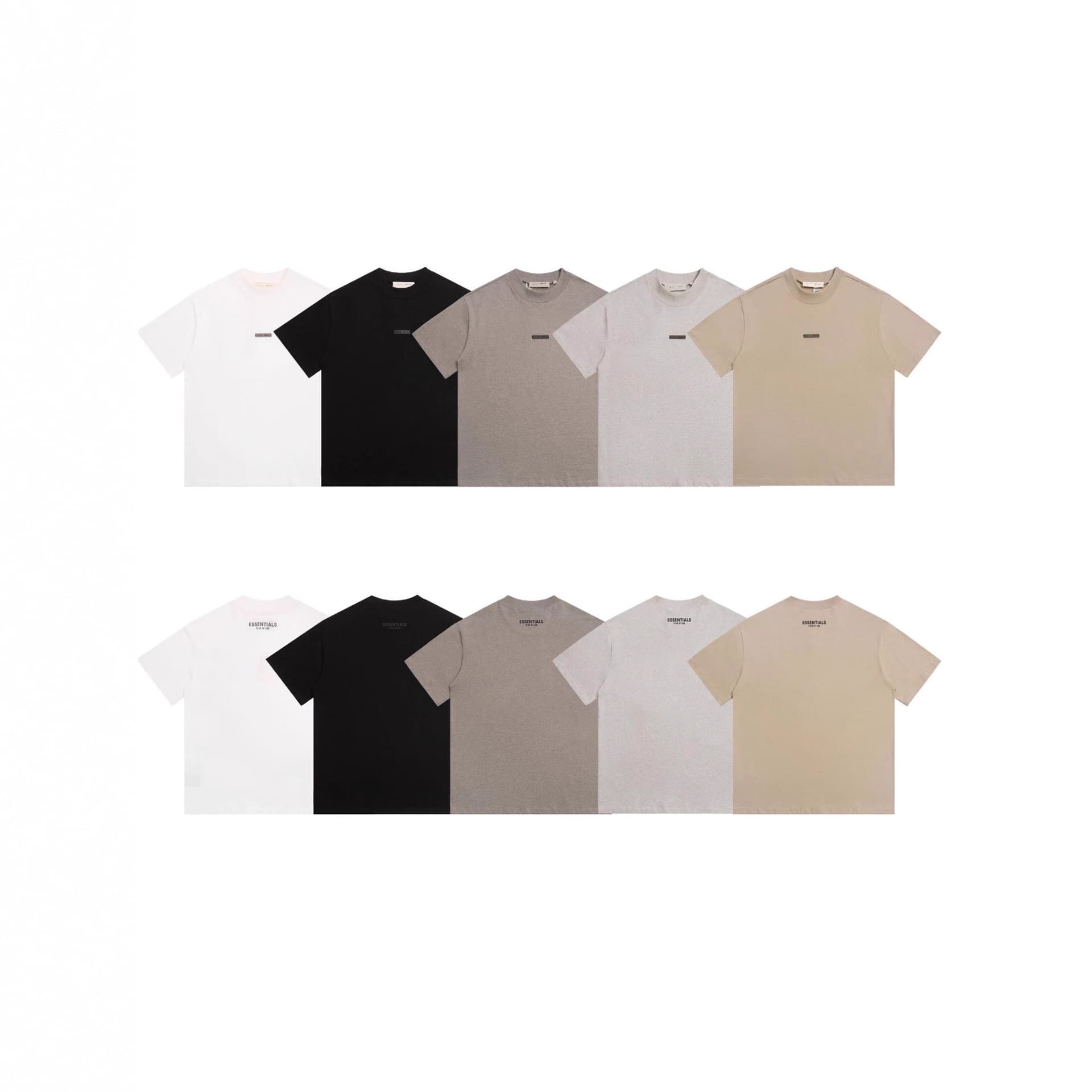 Minimalist Fear of God Essentials Letter Embossed Fog Short Sleeve Couple T-Shirt