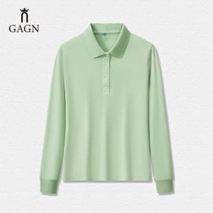 Solid Long Sleeve Polo Shirt for Women, Slim Fit Corporate Uniform Workwear Business Collar Logo Sweatshirt