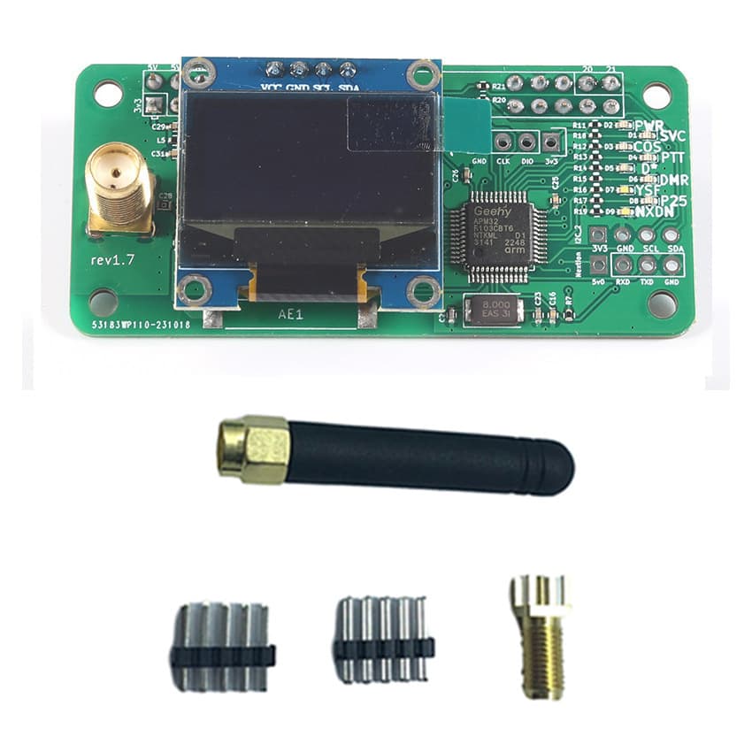 MMDVM Repeater DMR P25 YSF DSTAR Digital Radio Gateway Hotspot Expansion Board + OLED + Antenna