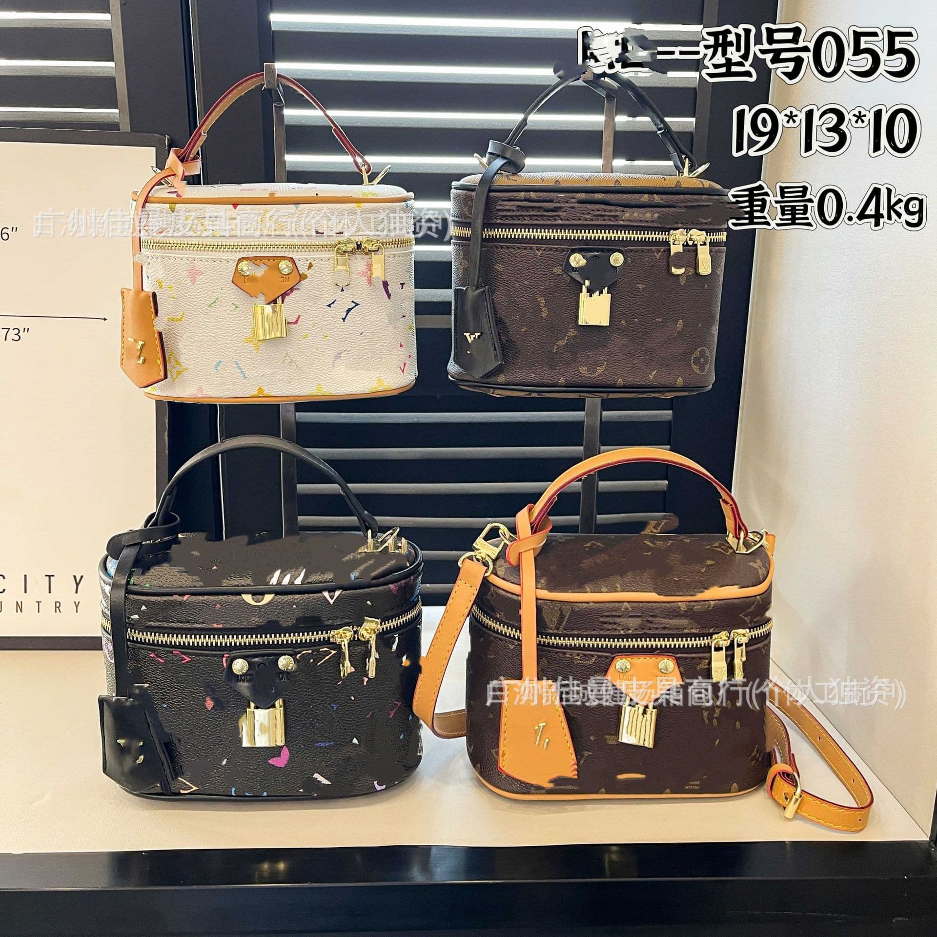New Monogram White Tricolor Box Bag High-End Fashion Trendy Cosmetic Bag Commuter Shoulder Crossbody Handbag Women's Bag